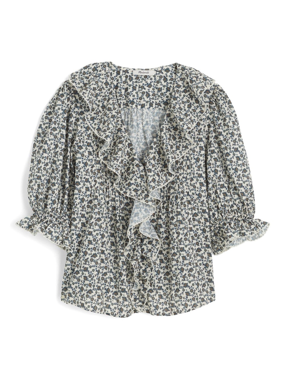 Madewell Ruffle Pintuck Puff Sleeve Top